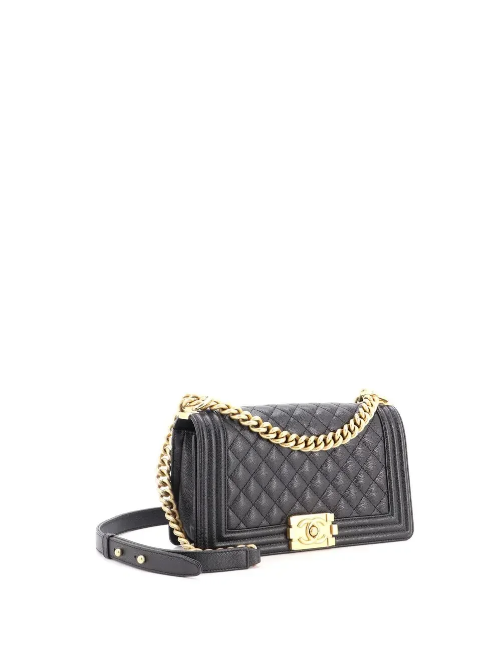 Chanel Boy Flap Bag Quilted Caviar Old #343414C49B